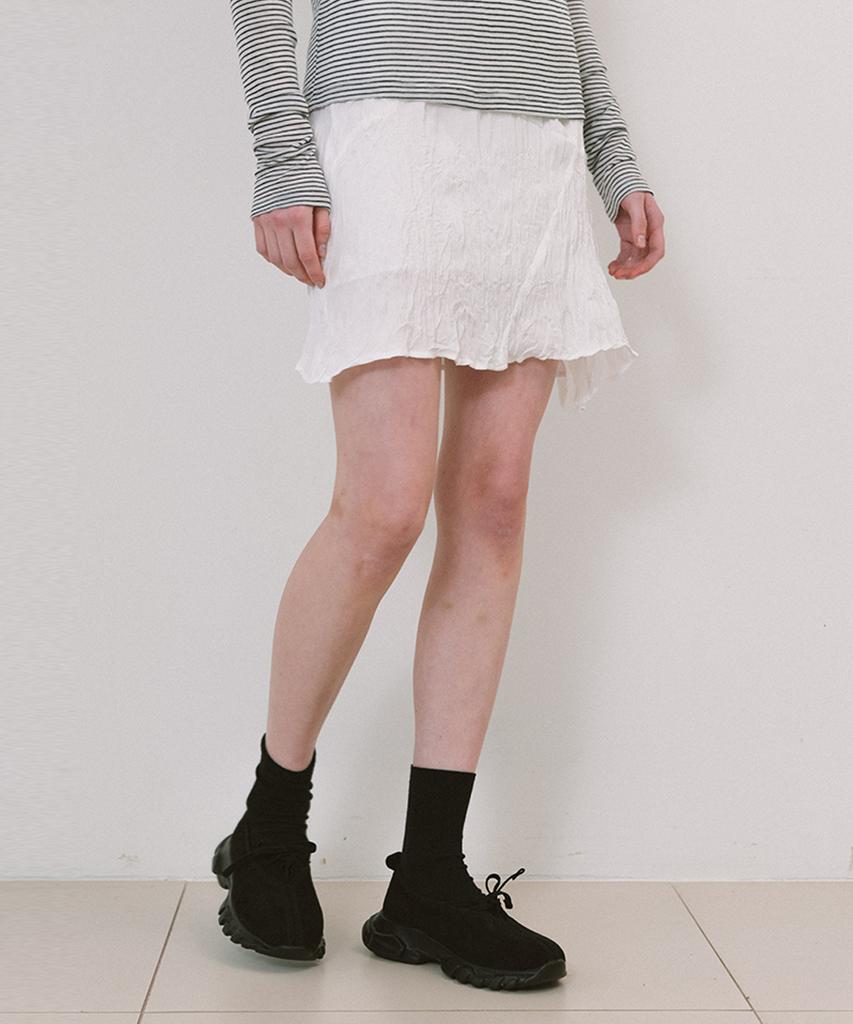 Laminez Wrinkle Line Mini Skirt - Ivory