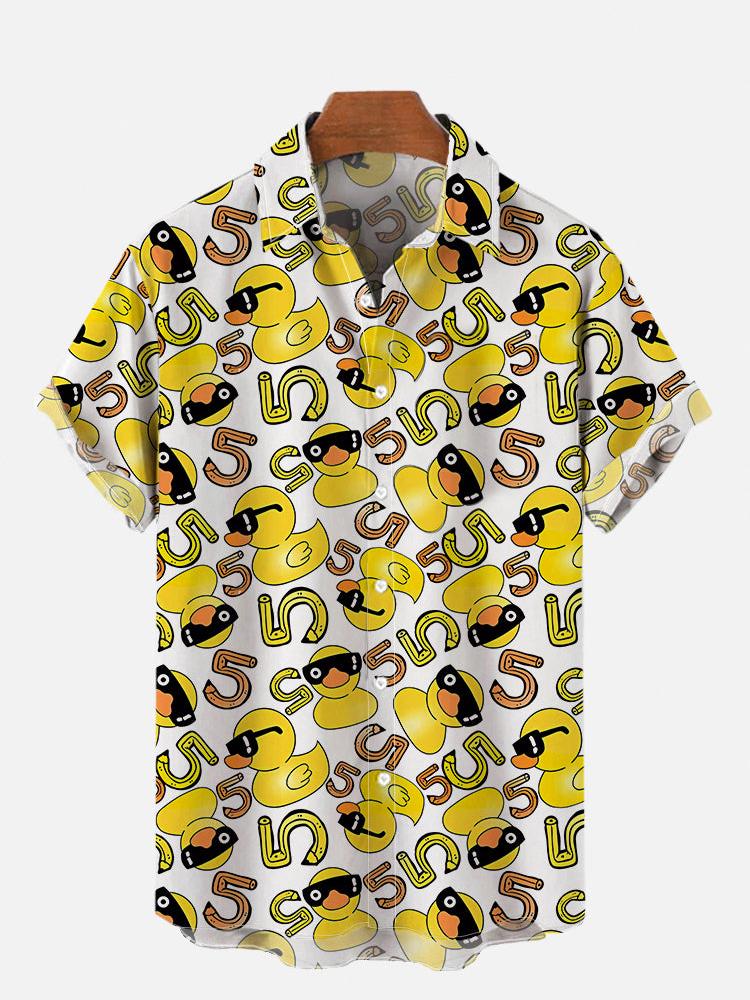 Unisex Pánské Cosplay Košile 3D Potisky Prošívání Kreslený Roztomilý Potisk Kachny Košile s Krátkým Rukávem Módní Havajské Košile Pro Muže