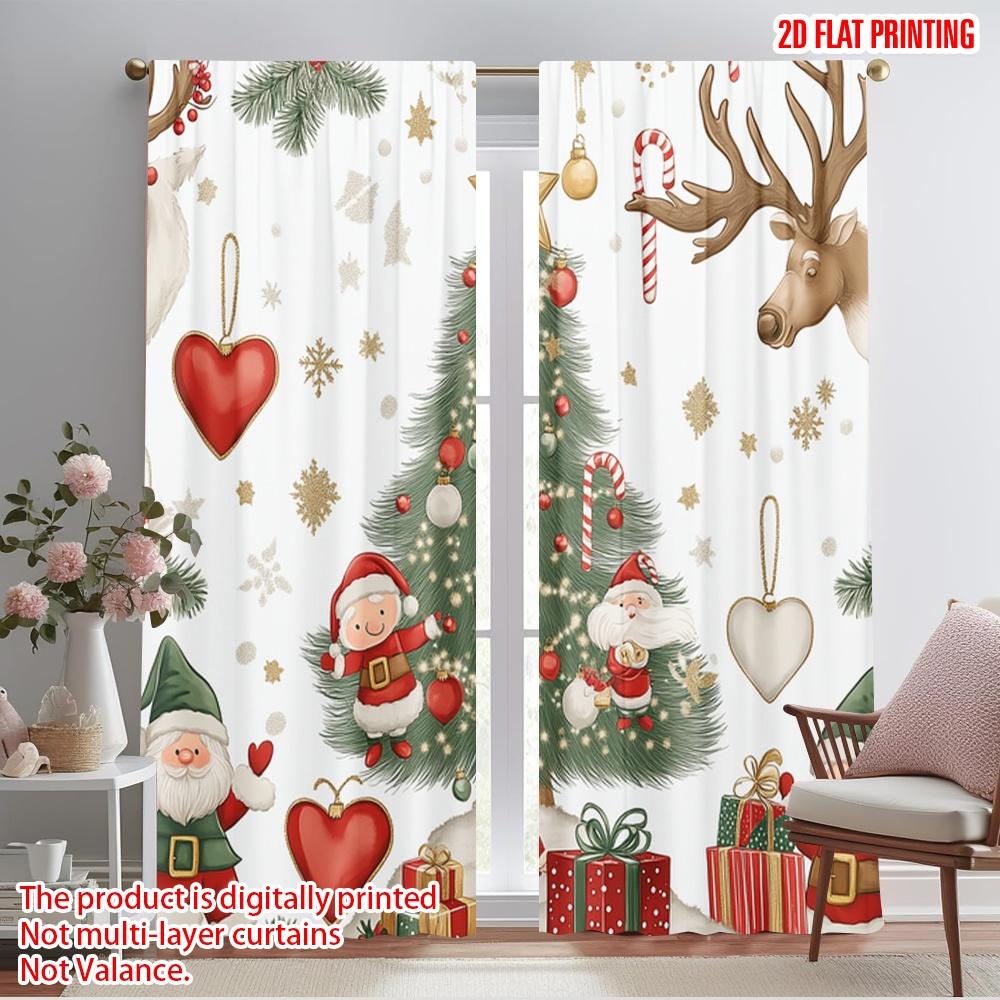

2pcs,2D plane printing Popular Curtain Panels Cute Christmas Gnomes Tree (3) Polyester (without rod) Art Deco Festive Perfect 52.50×116.00 CM 2pcs