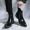 Autumn and winter velvet men's trend high casual leather shoes pointed short boots large size Martin boots