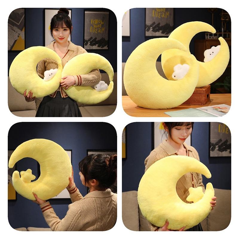Cute Cartoon Moon And Star Plush Pillow Toy For Girls