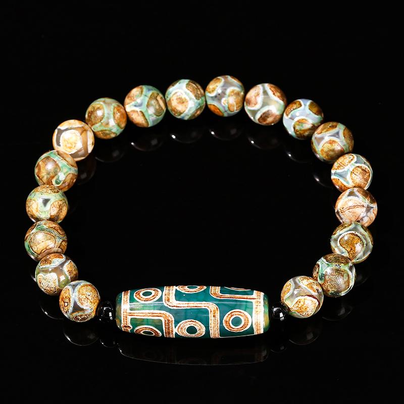 Tibetan Agate Barrel Beads Bracelet Women Men Retro Yoga Jewelry Gift