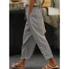Casual Wide Leg Pants with Elastic Waistband and Solid Color Print