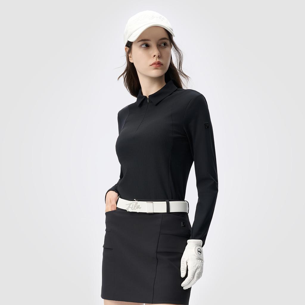 New FILA Golf Series Polo Shirt Women's Pitch Black A11W445211FBK
