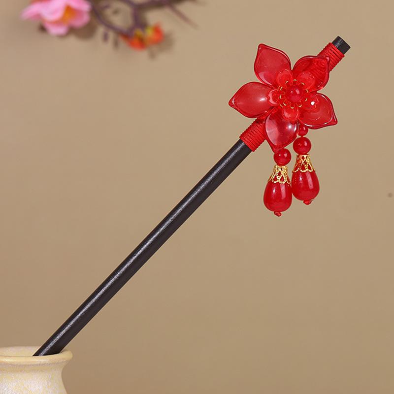 

Винтажная деревянная заколка для волос с кисточкой для женщин: Костюм Ханьфу, аксессуар, имитация черного дерева