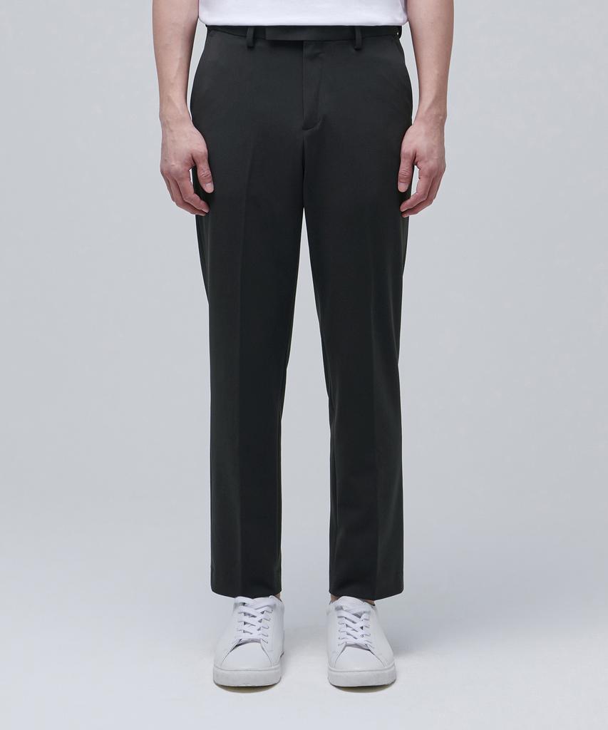 MUSINSA STANDARD Relaxed Tapered Hidden Banding Crop Slacks [Dark Gray]