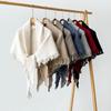 Windproof Knitted Scarf Solid Color Tassels Scarves Retro Large Triangle Shawl Women