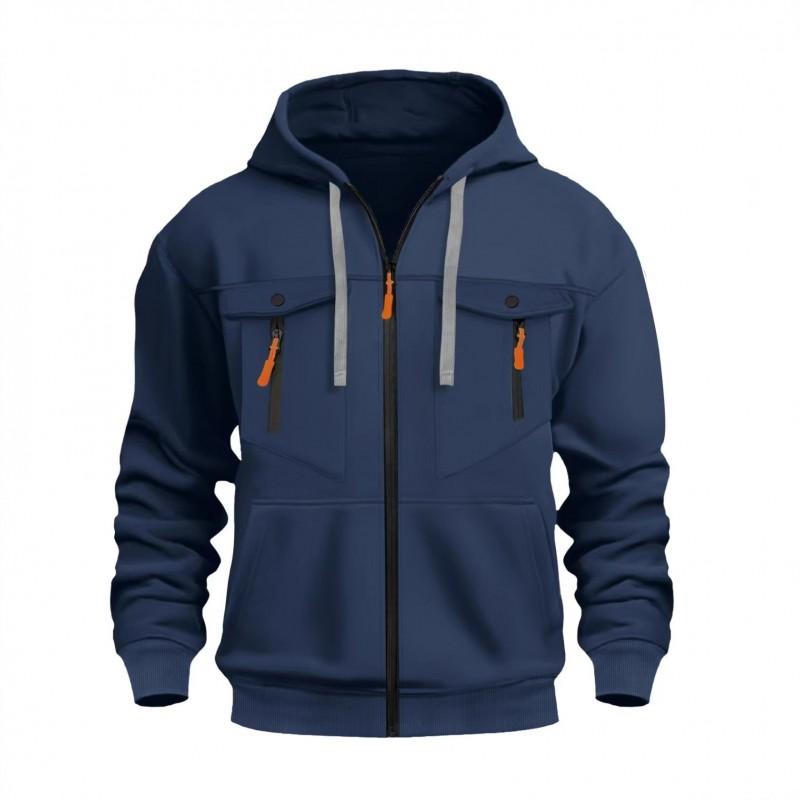 Mens New Fall Winter Hooded Sweatshirt Casual Trendy Zip Pullover Loose Fit Streetwear