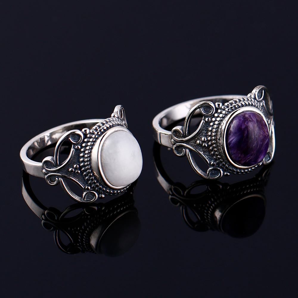 Nasiya Bohemia Style 8x10MM Oval Purple Charoite Rings For Women CopperColor Ring Fine Jewelry For Anniversary Party Gift