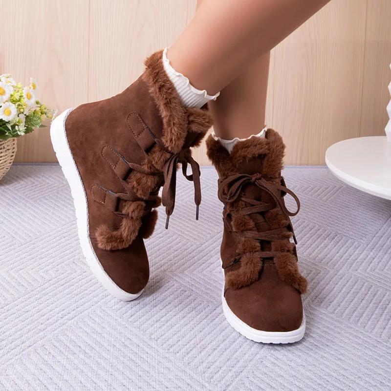 Fashion Women's Winter Outdoor Anti-slip Warm Snow Boots Ladies Warm Wool Booties Fashion Comfortable Plus Size Shoes Casual Women Boots