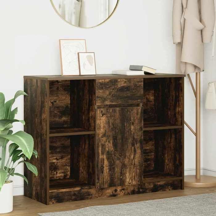 VidaXL Buffet with Drawer Smoked Oak 101x35x76 Cm Engineered Wood, Storage Furniture, Buffet, Entryway Furniture, Furniture 861566