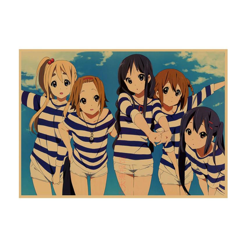 K-ON! Kraft Paper Anime Poster for Dorm, Bar, or Cafe Wall Décor.