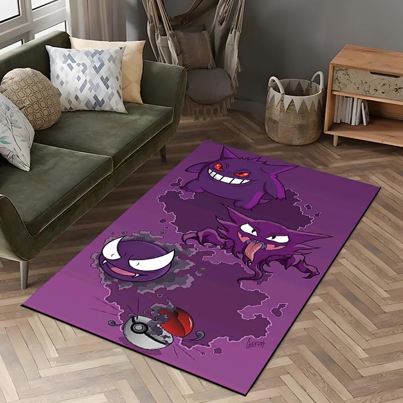 1PC Japanese Anime Pokemen Gengar Area Rug,Carpet for Home Living Room Bedroom Sofa Doormat Kitchen Decor,Non-slip Floor Mat