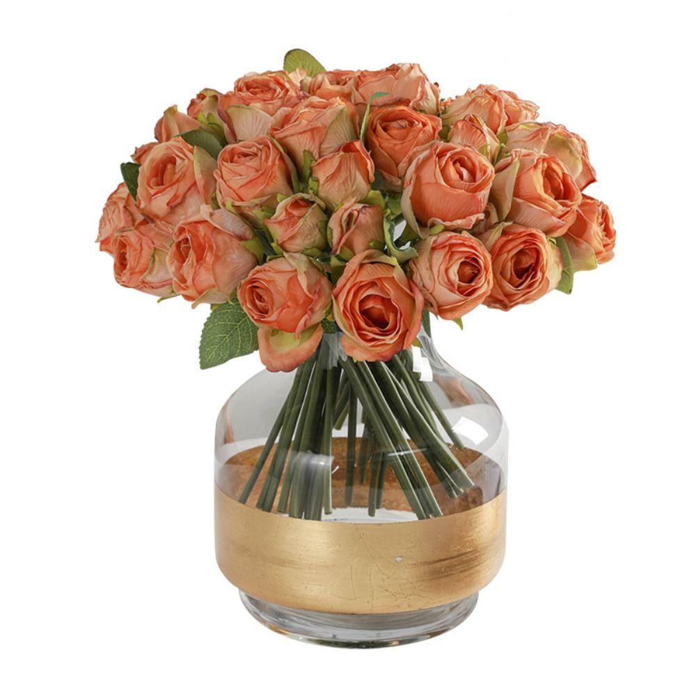 Real Touch Artificial Roses Bouquet Plastic Fake Plants Silk Rose Flowers  Outdoor Garden Decor