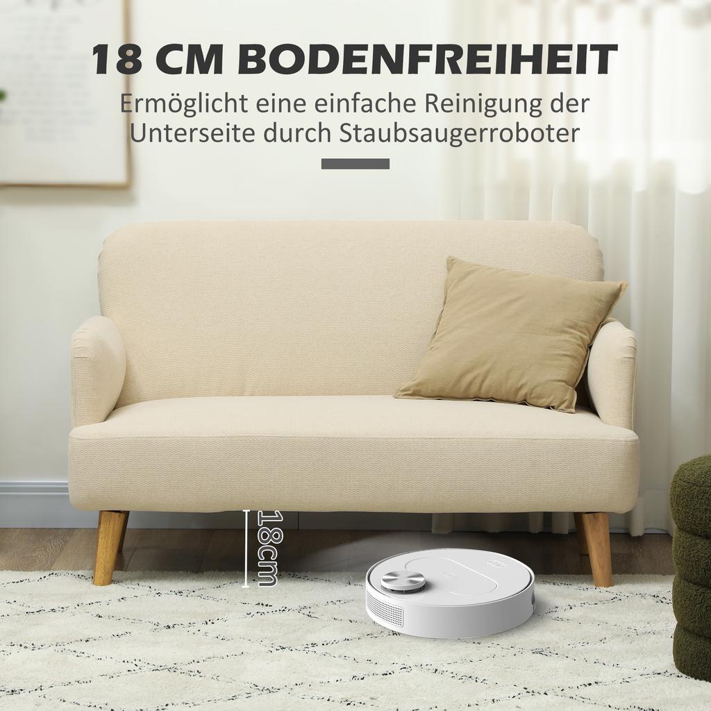 Two-Seater Sofa, Compact, Skin-Friendly Cover, Up to 240 kg, 130x74x79 cm, Cream White