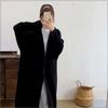 Large size cardigan simple and versatile lazy style soft waxy medium and long hooded sweater jacket women's new autumn and winter models