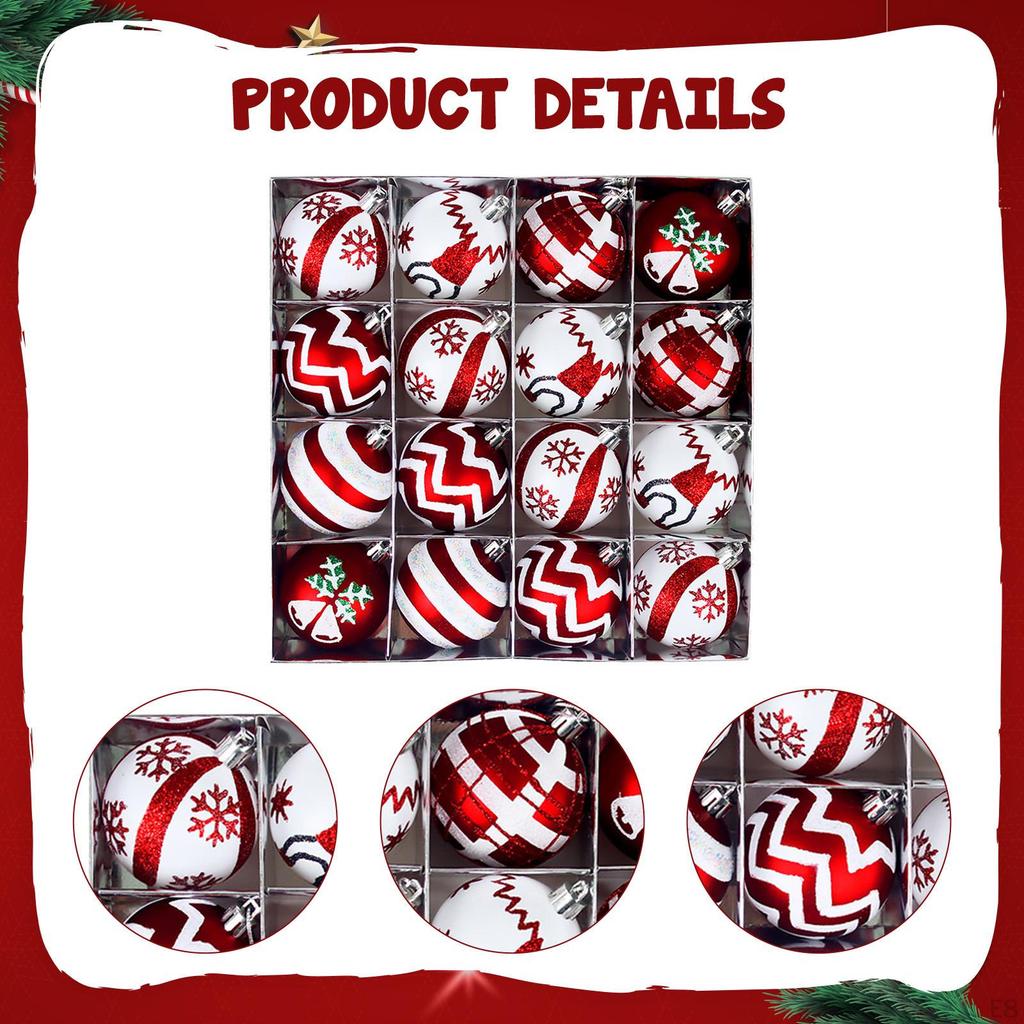 16 Stycken Julkulsdekorationer Dekorativa Julkulor Prydnader Träddekorationer för