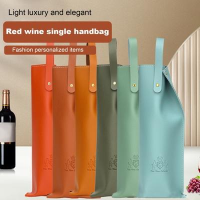 Weintasche Elegant Stilvoll Champagner Weinflaschen Tragetasche Träger Kunstleder