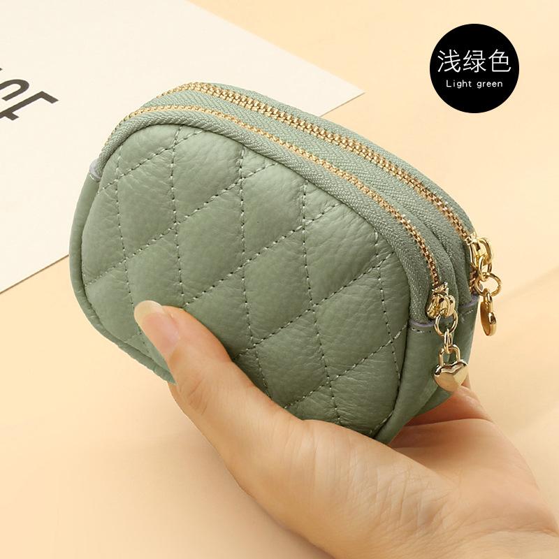 Coin Purse Key Ring Pendant Storage Bag Double Zipper Large Capacity Multi-card Slots Card Holder For Women Girls