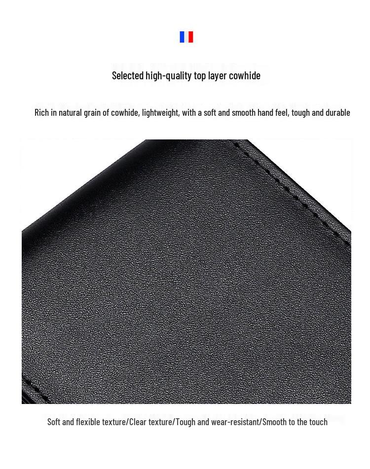 Men's Genuine Leather Wallet with Apple AirTag Holder, Dollar Clip, Anti-Demagnetization, Anti-Theft.