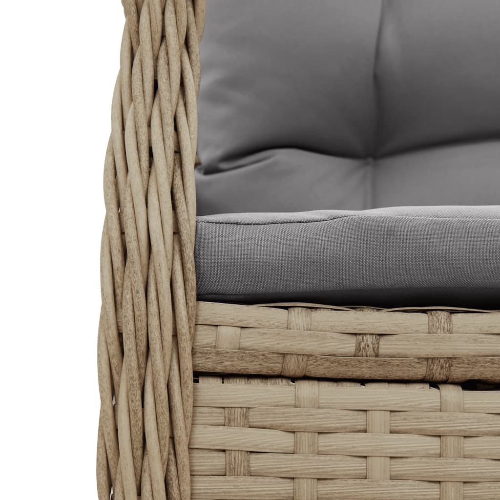 3 Piece Outdoor Dining Set with Cushions Beige Poly Rattan