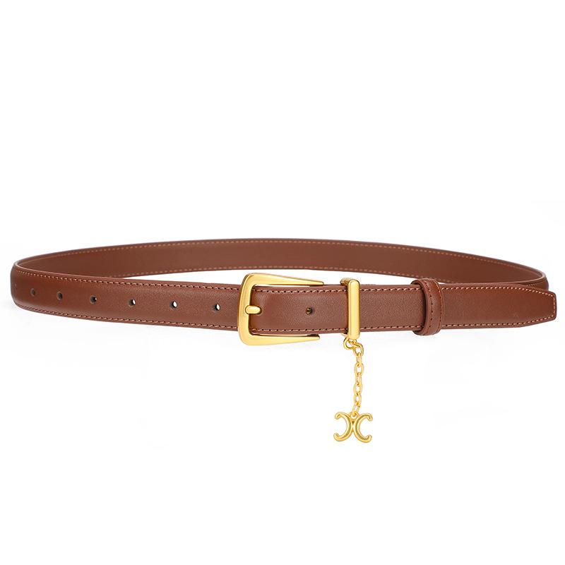 

Ремень Arc De Triomphe для женщин с пряжкой-цепочкой, женский простой ремень для джинсовой юбки из чистой коровьей кожи 110cm верблюд