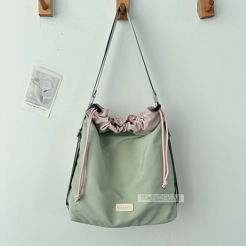 

Drawstring Three-Purpose Backpack Bags Women s Large Capacity Shoulder Tote Bag Student Work Clothing Class Messenger Bag Travel Backpack Mint Green No pendant