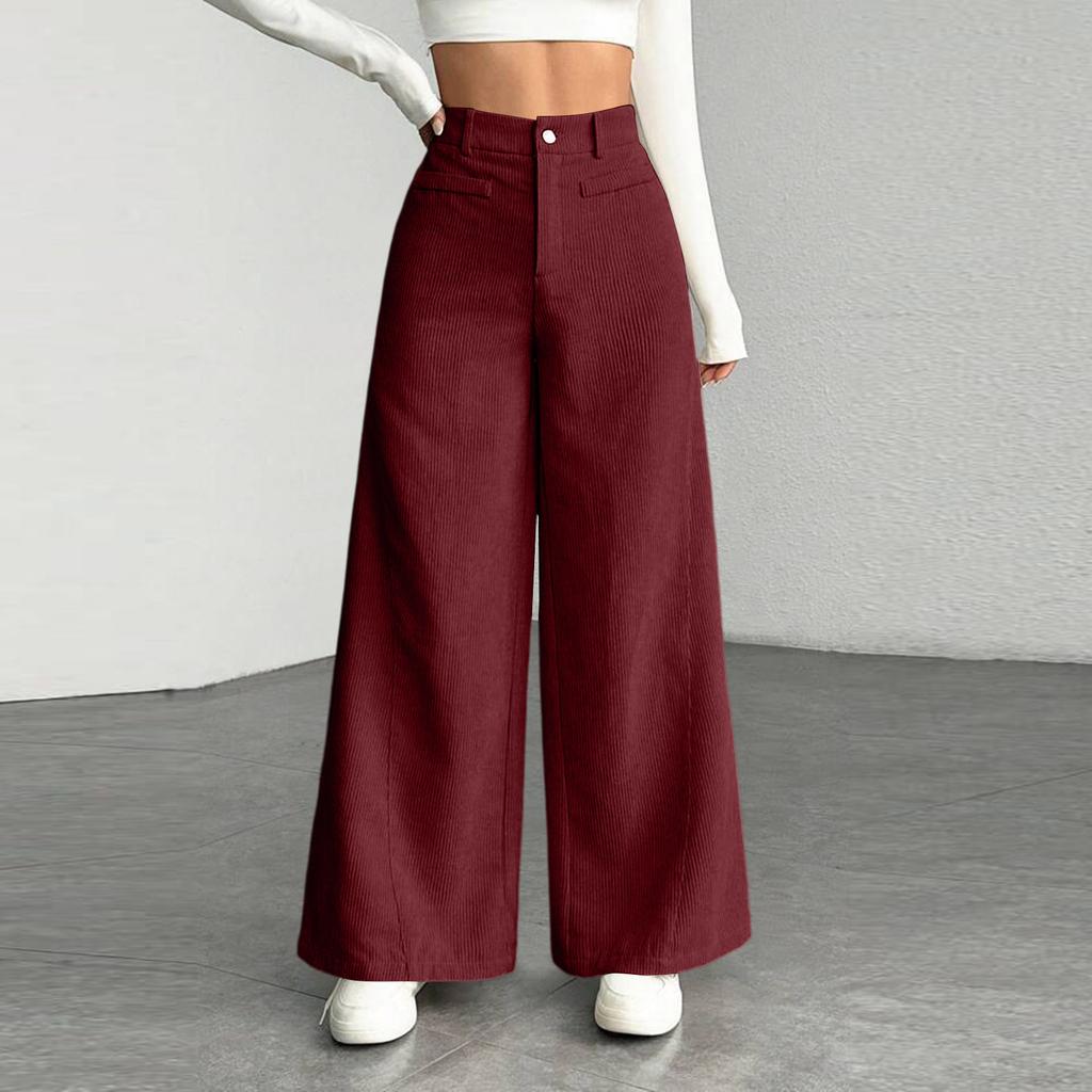 Women's New Wide Leg Pants, Loose Fit Straight Leg Casual Trousers, European Comfortable Everyday Wear