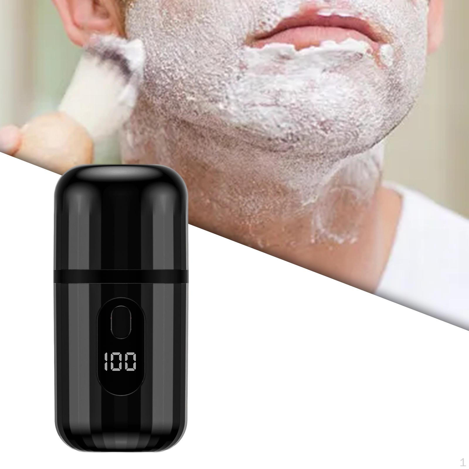 

Men Electric Shaver, Face Hair Pocket Size Facial Beard Trimmer Mini Shaver for Camping Car Black