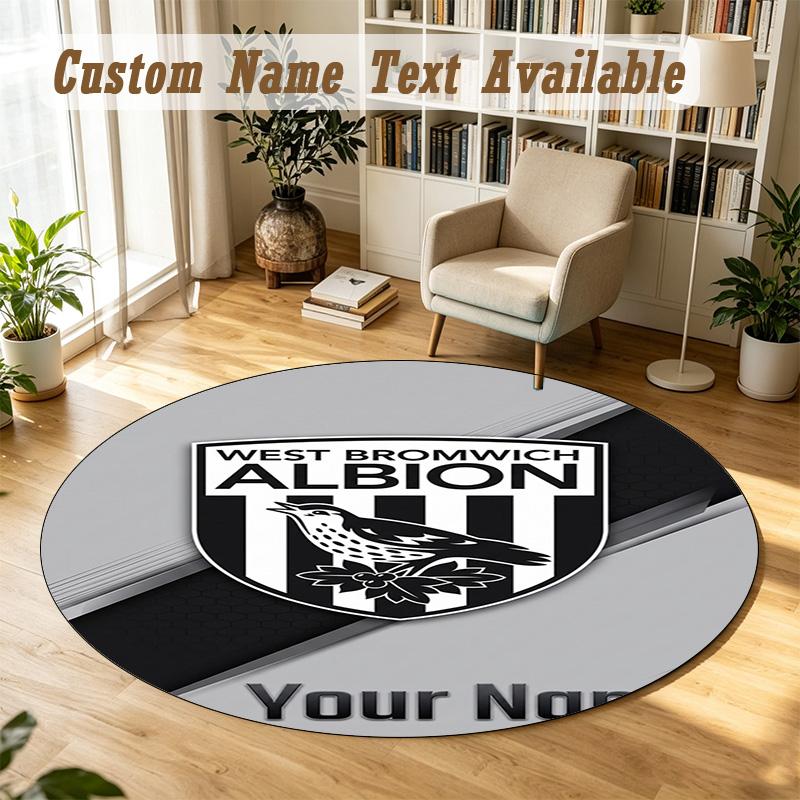 Round Rug Custom NameWest Bromwich Albion FC Pattern Non Slip Carpet Home Floor Decor