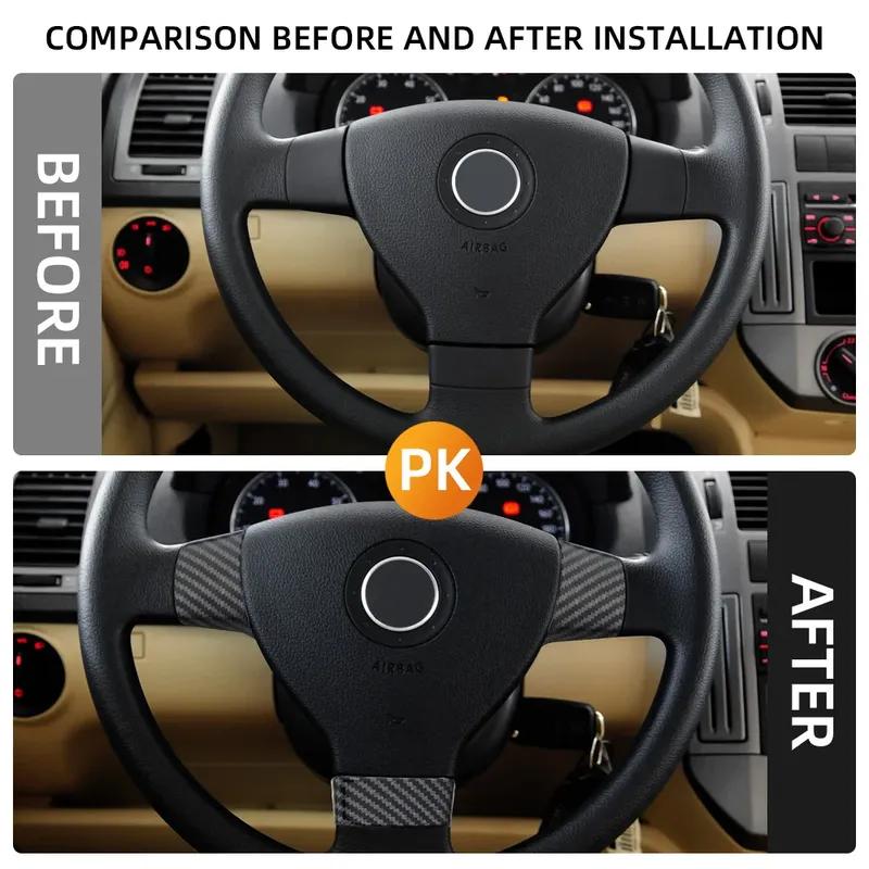 Steering Wheel Decorative Trim Sticker for Volkswagen VW Golf 5 MK5 Passat B6 Jetta Tiguan 2007-2011 ABS Carbon Fiber Automobile
