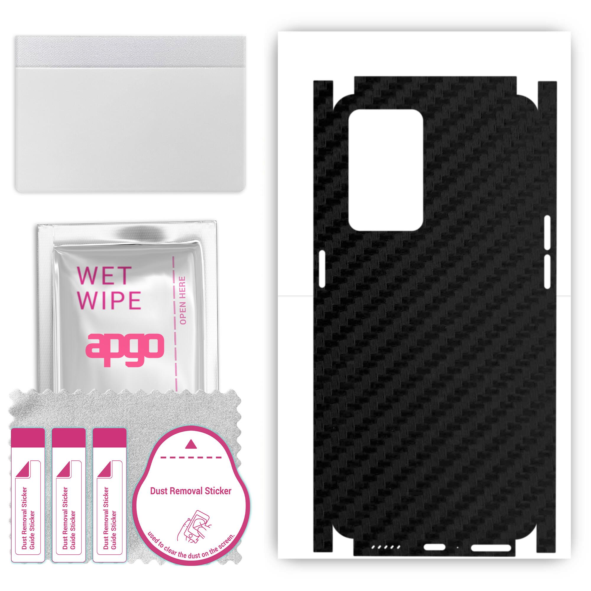 

apgo Protective Skin Sticker for the back+sides compatible with Oppo Reno7 PRO, Full Wrap Film, Foil, Vinyl - Pattern Carbon Black