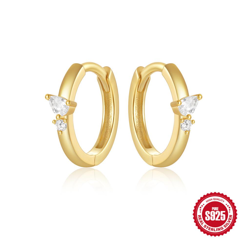 Stylish And Simple S925 Sterling Silver Daily With Classic Diamond-Encrusted Light Luxury Cold Earrings Earrings Earrings