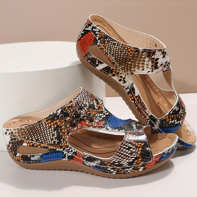 Sandals Women Retro Heels Sandals For Summer Shoes Women Slip On Wedge Sandalias Mujer Soft Heeled Slippers Indoor Outdoor