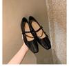 Temperament small square head pleated word with shallow mouth Mary Jane bag head half slippers female summer