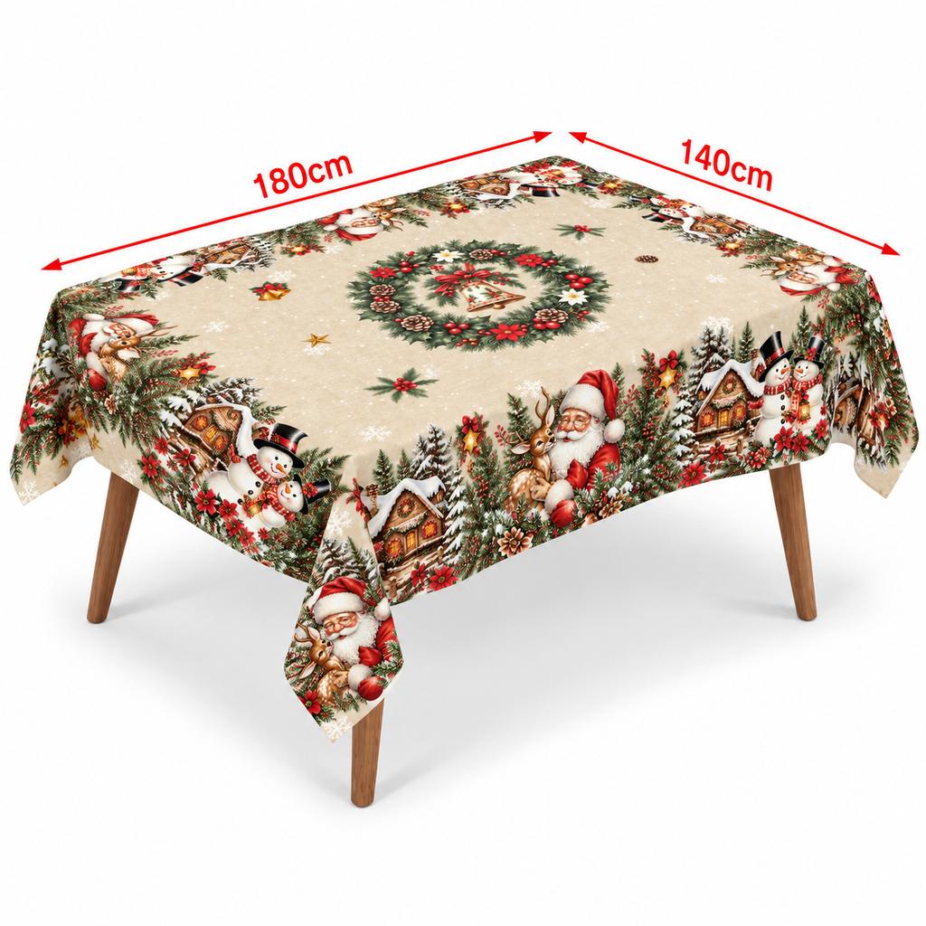 Vintage Christmas Tablecloth Santa Snowman Table Cover Christmas Decorations for Home Xmas Gifts Navidad Noel New Year