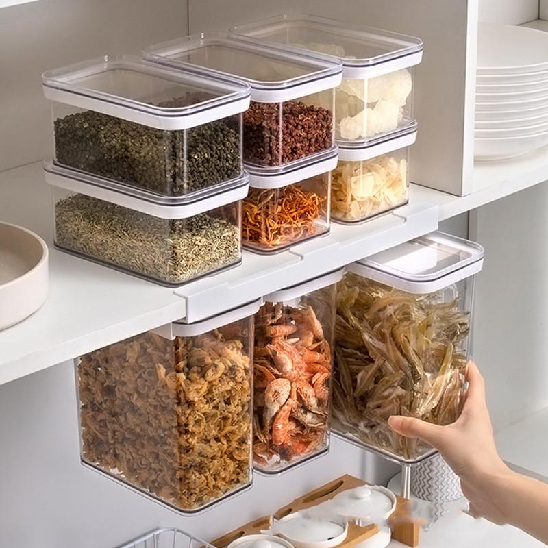 Küchenschrank Hängende Getreideaufbewahrungsbox Wandmontierte Lebensmittelaufbewahrungsdosen Lebensmittelaufbewahrungsbehälter Kühlschrank Schiebeversiegeltes Glas