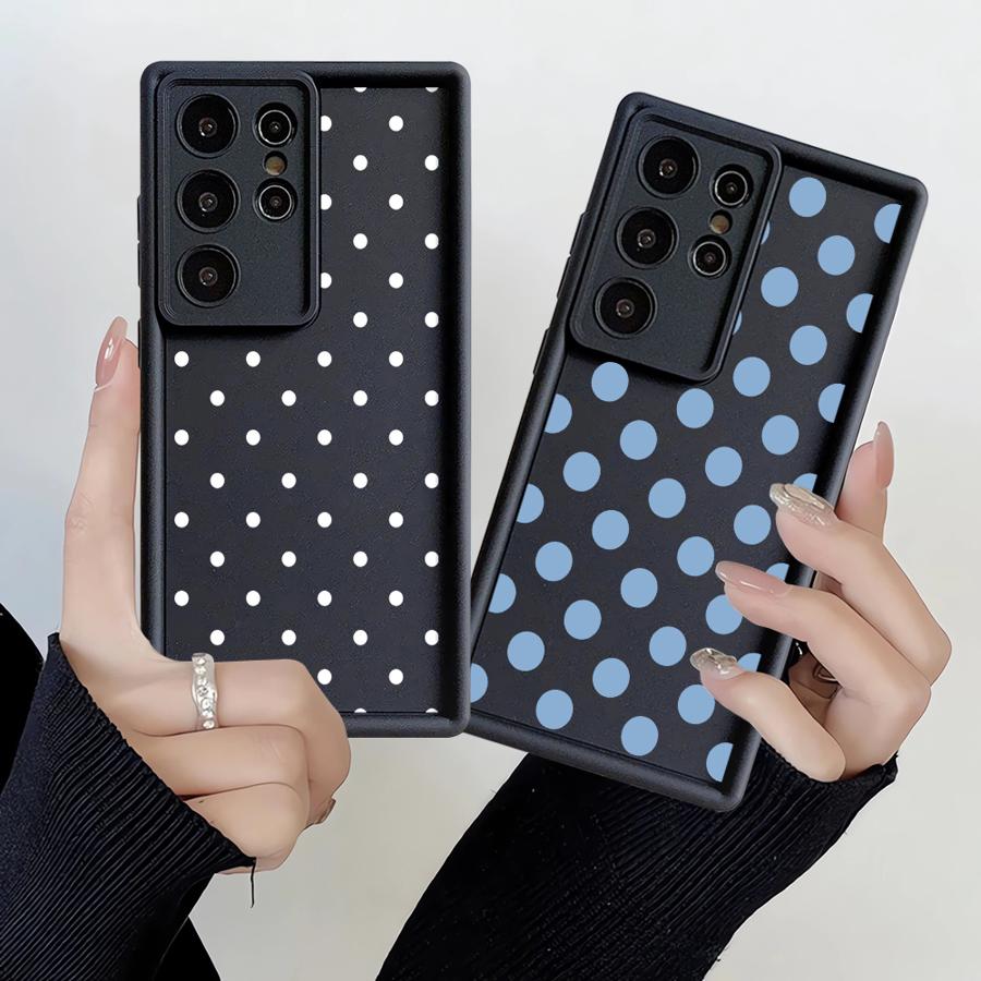 Case for Samsung Galaxy S26 Ultra S24Ultra S22 S23 FE S25 S25 Edge S20FE S21 S24 Plus Phone Cover Luxury Ins Polka Dots