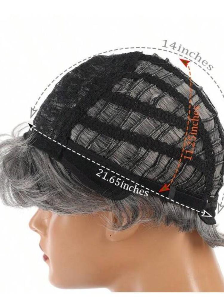 Women Over 60 Short Hair Short Gray Wigs Women Gray Pixie Cut Wigs Daily Wear Hair Coversinverted Craft Wigs Synthetic Short