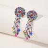 Vintage Ethnic Geometric Water Drop Tassel Earrings for Women Boho Elegant Rhinestone Flower Cloud Long Dangle Earrings