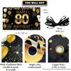 80th Birthday Party Decorations Backdrop Banner, Happy 80th Birthday Decorations for Men Women, 80 Years Old Birthday Photo Booth Props Black Gold,
