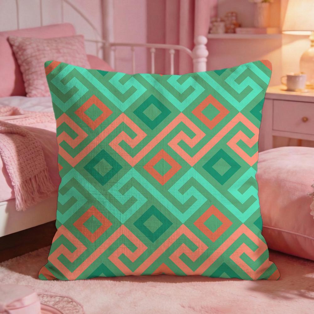 Classic MMeander PatternS Cushion Cover Premium Comfort Reversible Pillow Cove Two in One Design for Any Room  Car Interior