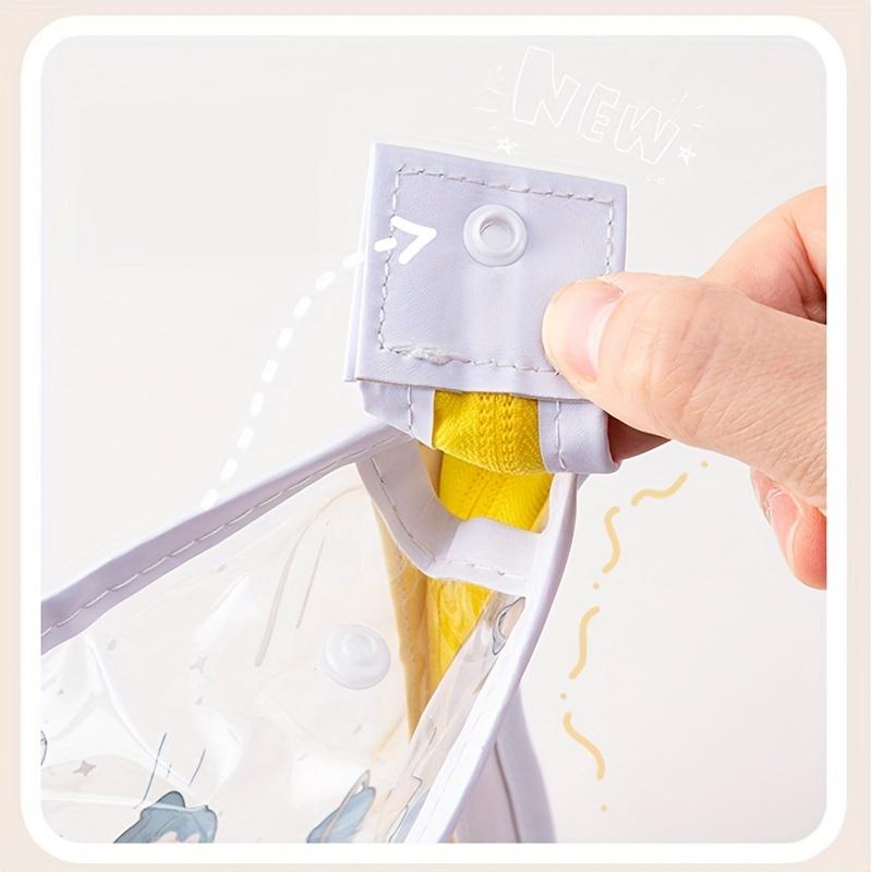 1pc Student Cartoon Transparent Pencil Pouch – Large-Capacity Waterproof Triangular Storage Bag, Cute Stationery Organizer