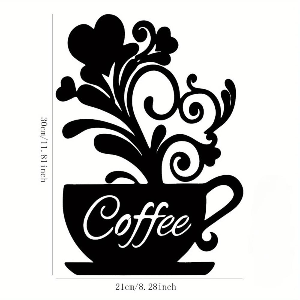 11.81 inch Scented Coffee Cup Iron Hook Wall Art Classic Pattern Metal Print for Entrance Dining Room Simple Practical