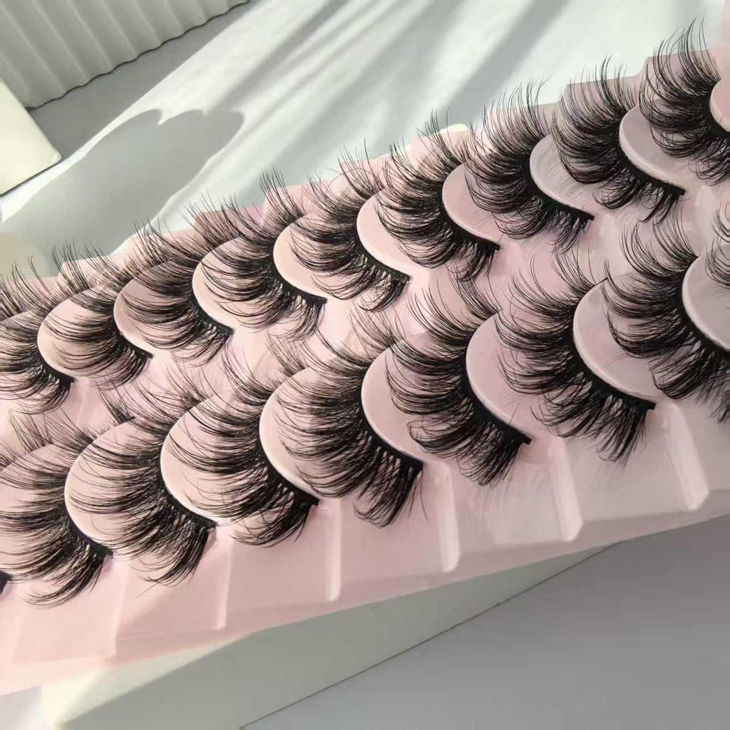 Hot-Selling Faux Mink Cross-Style Eyelashes: 10 Pairs of Messy Curled Explosion Style False Eyelashes