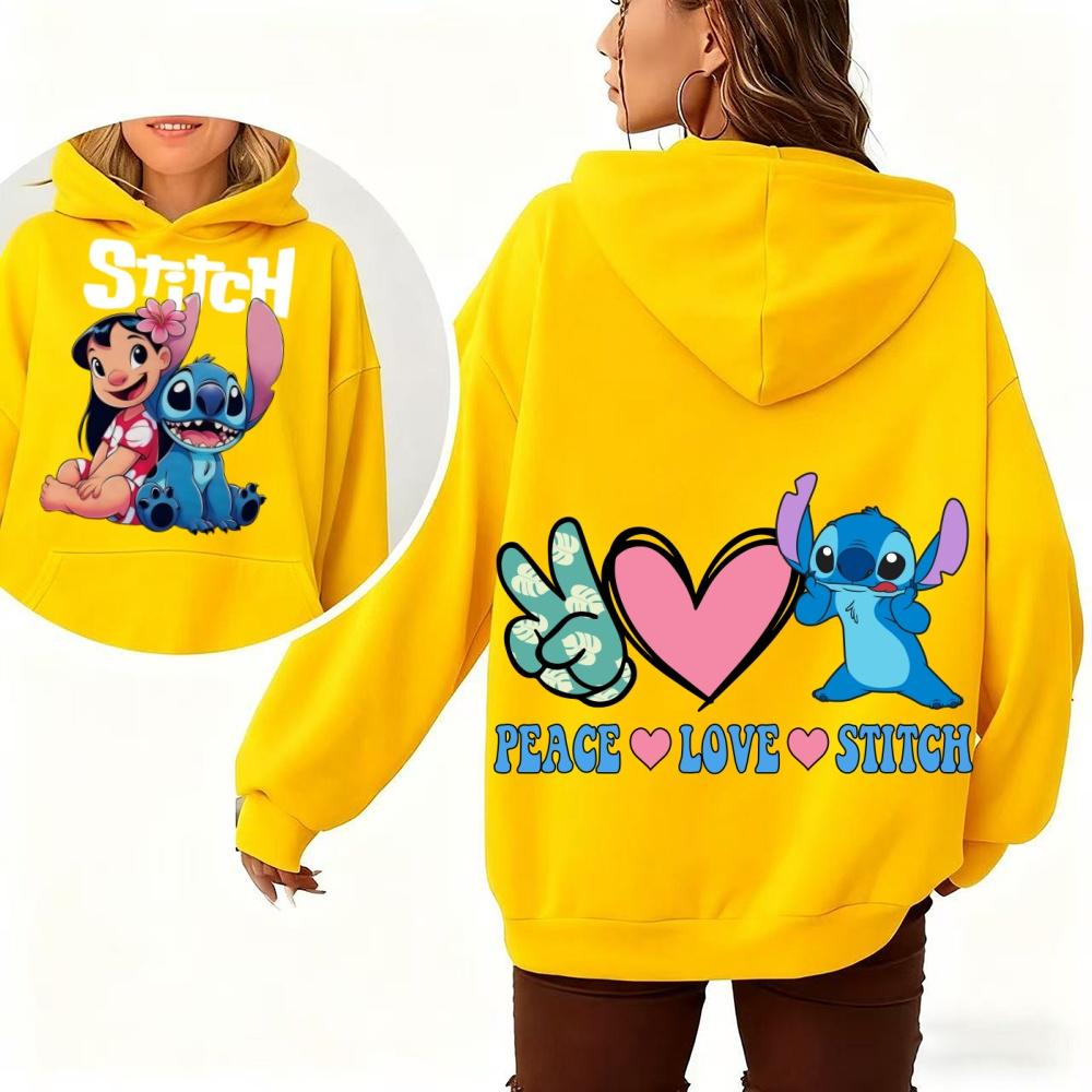 Stitch Women's Hoodie Sweatshirt Autumn Winter Warm Pullover Cute Cartoon Print Fashion Streetwear Outdoor Activities