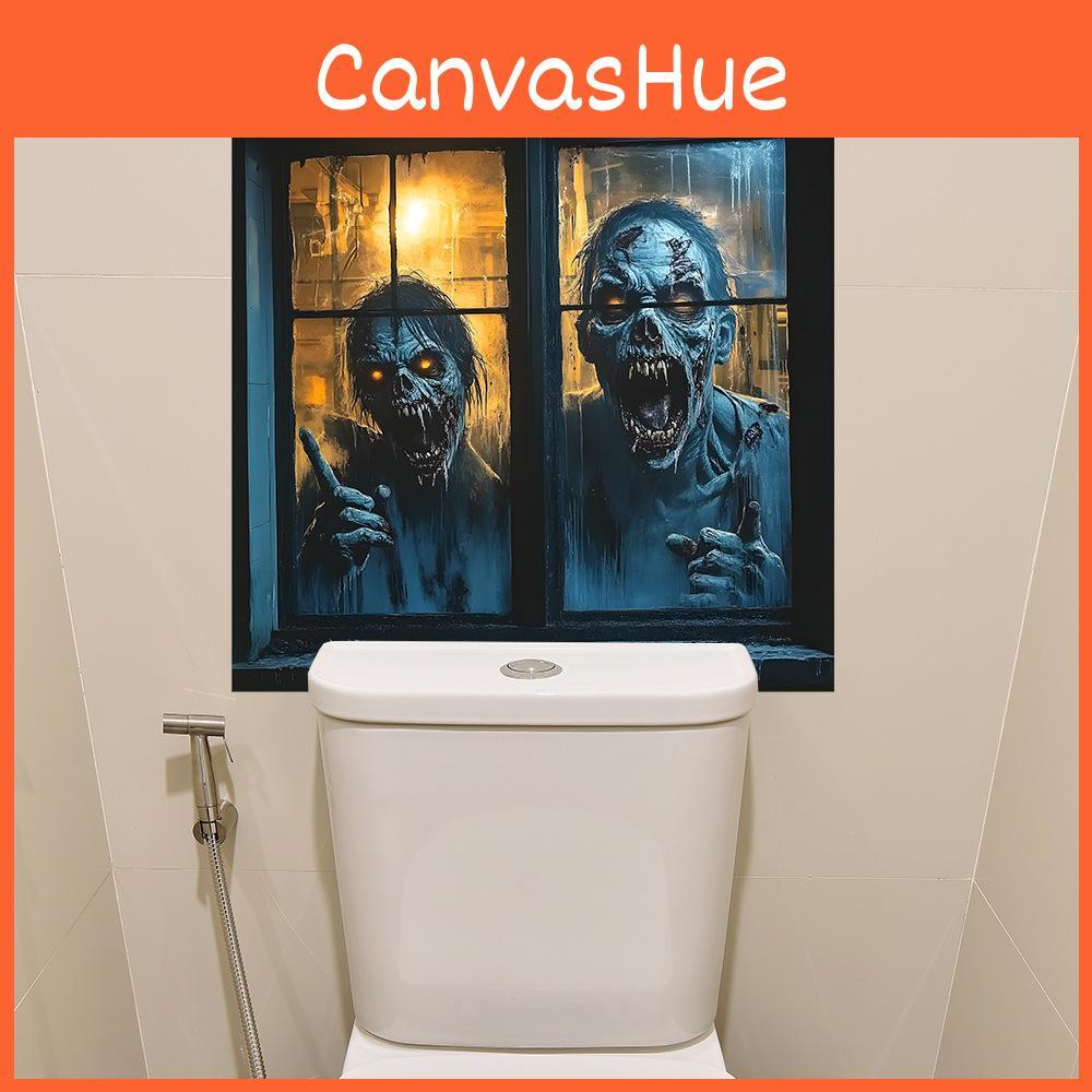 Zombie Halloween Horror Fake Window Pattern Wall Pasting Sticker Decorative