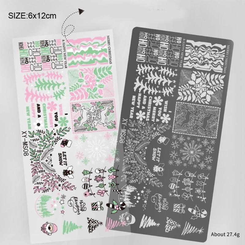 Nägel Stempelvorlagen Weihnachtsserie Nägel Kunst Stempelplatten Schneeflocken Nägel Platten Maniküre Druckschablonen
