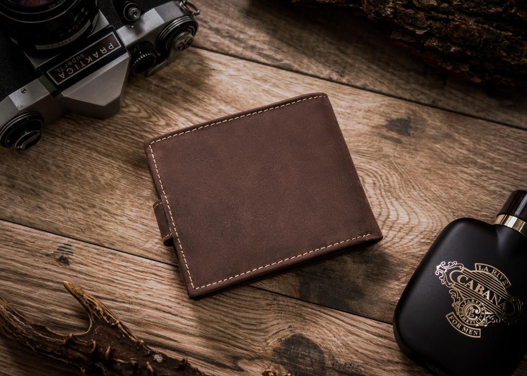 Men's leather wallet N992L-CHM-HORSE-BL BROWN