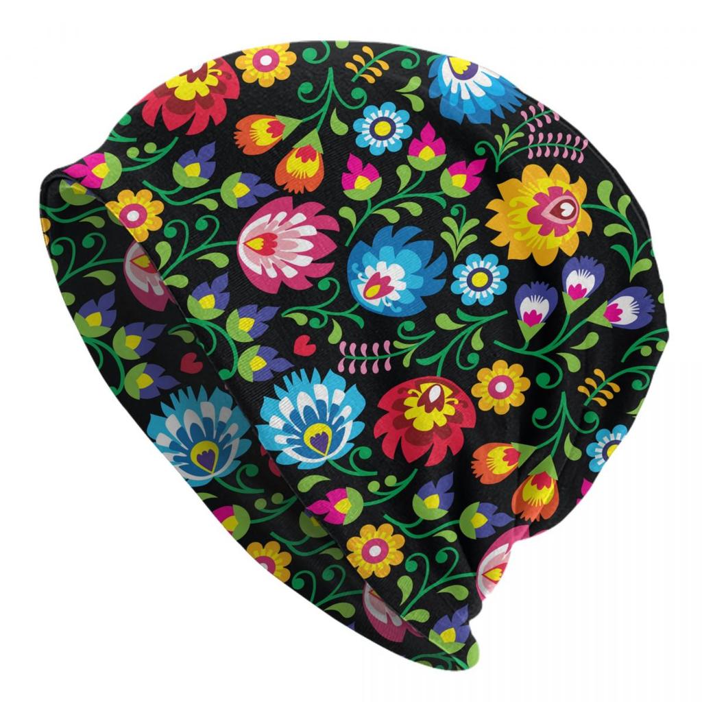 Custom Mexican Flower Skullies Beanies Caps Unisex Winter Warm Knitting Hat Women Unisex Cool Adult Bonnet Hats Outdoor Ski Cap